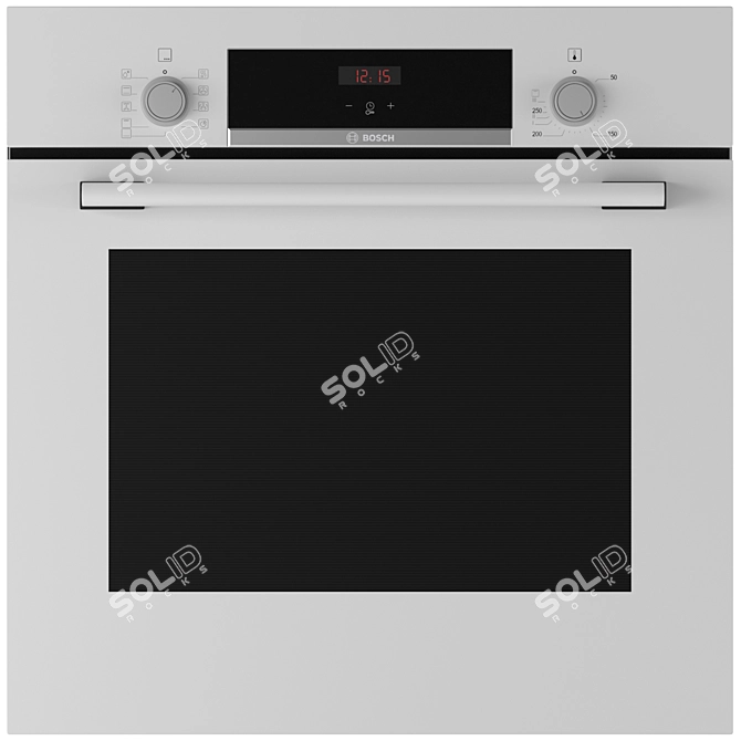 Bosch Electric Oven in Black & White 3D model image 3