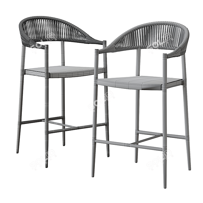  Florida Seating Aluminum Outdoor Stool 3D model image 3