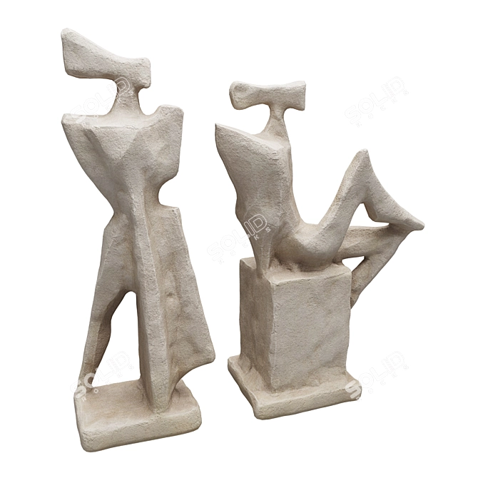 Abstract Cubist Figures Sculpture 3D model image 6