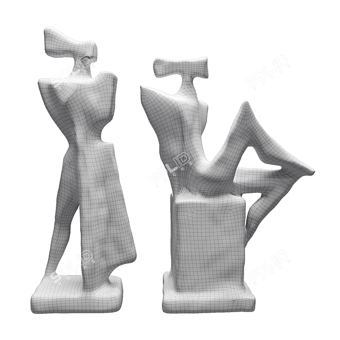 Abstract Cubist Figures Sculpture 3D model image 7