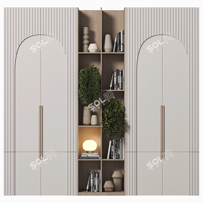 Premium Oak Wardrobe Set 3D model image 1