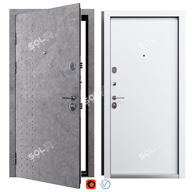 Berlin (Staller) Metal Entry Door 3D model image 1