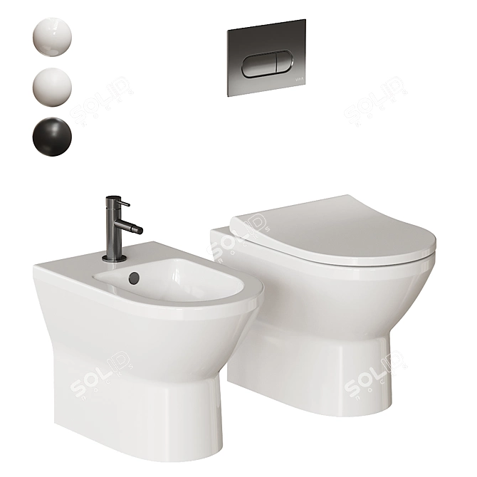 Integra Ceramic Bathroom WC Set 3D model image 1