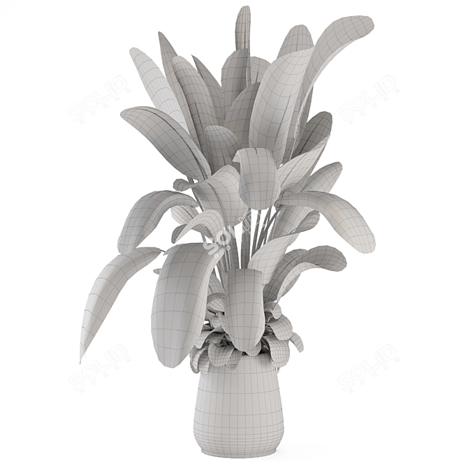 Gray Concrete Pot Indoor Plants 3D model image 5