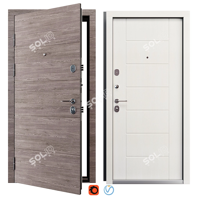 Munich Metal Entry Door 3D model image 1