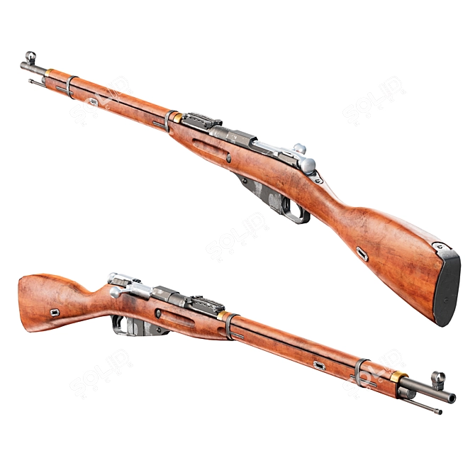 Historic Mosin Nagant Rifle 3D model image 8