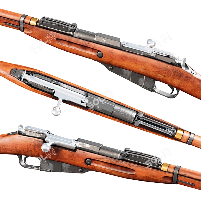 Historic Mosin Nagant Rifle 3D model image 10