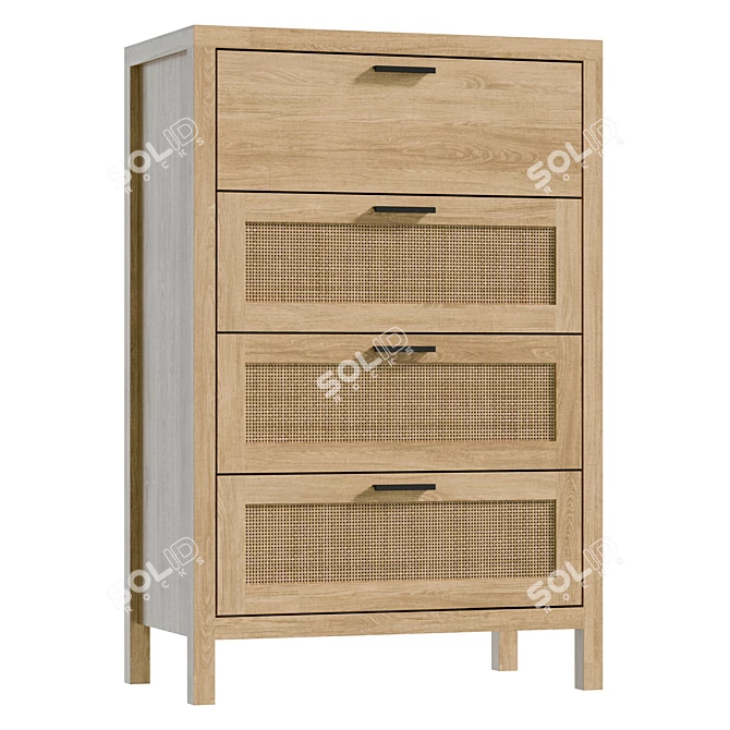 4-Drawer UV Unwrapped Dresser 3D model image 1