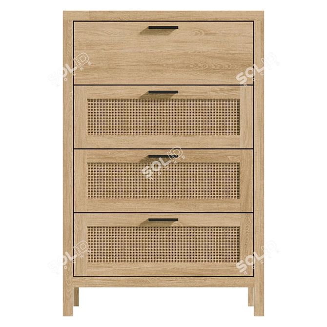 4-Drawer UV Unwrapped Dresser 3D model image 2