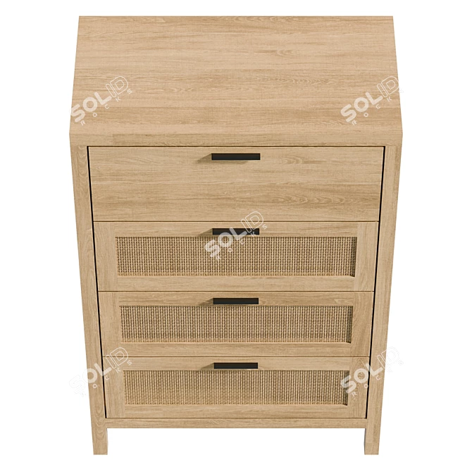 4-Drawer UV Unwrapped Dresser 3D model image 3