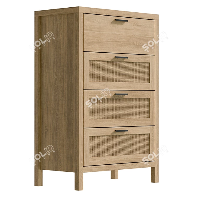 4-Drawer UV Unwrapped Dresser 3D model image 4