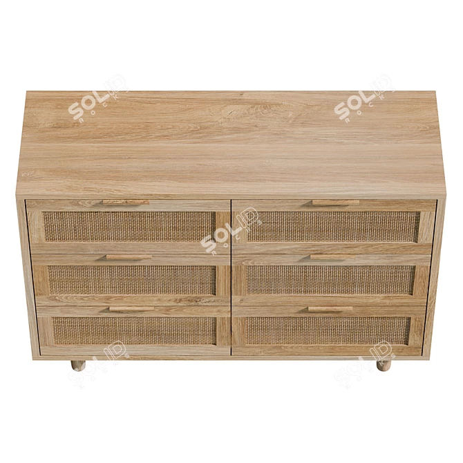 Real-Size 6 Drawer Dresser UV-Unwrapped 3D model image 3