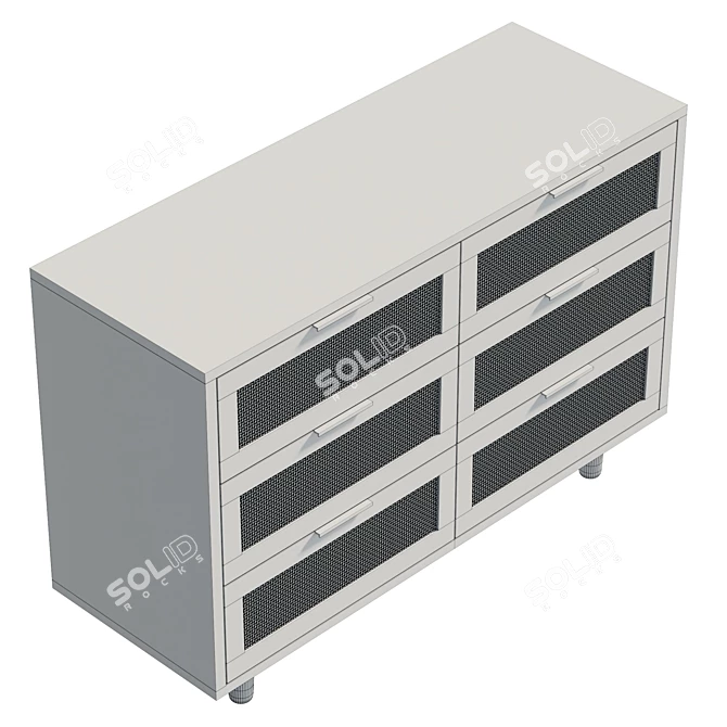 Real-Size 6 Drawer Dresser UV-Unwrapped 3D model image 6