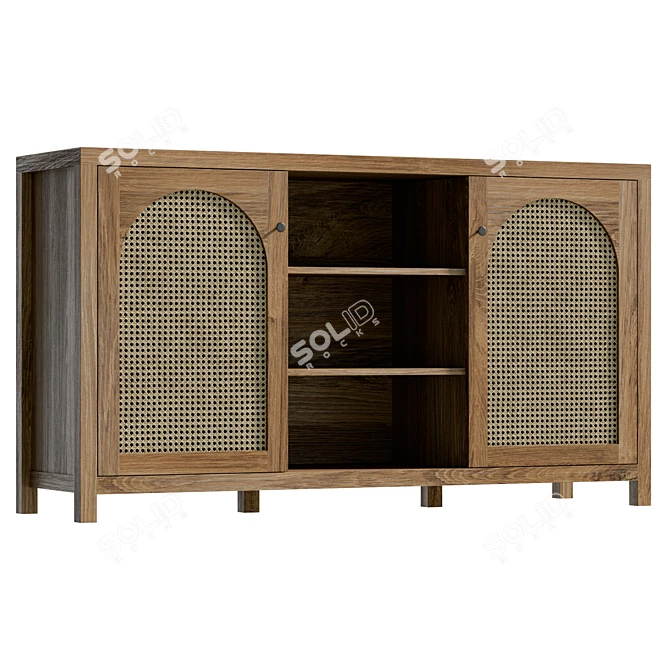 Modern UV-Mapped 58" Sideboard 3D model image 1