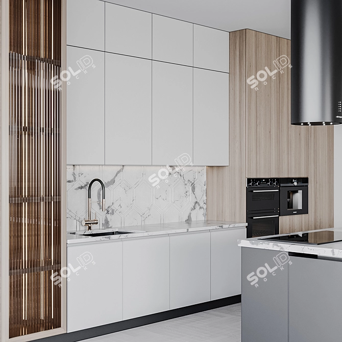 Adjustable Modern Kitchen Unit 3D model image 2