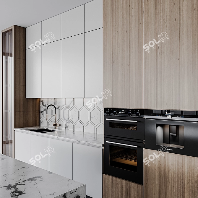 Adjustable Modern Kitchen Unit 3D model image 3