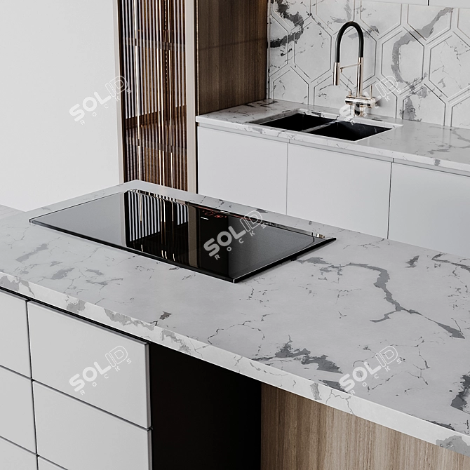 Adjustable Modern Kitchen Unit 3D model image 4