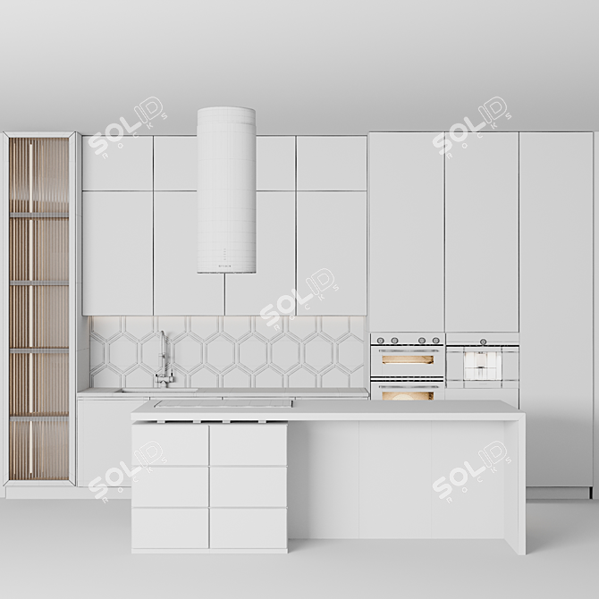 Adjustable Modern Kitchen Unit 3D model image 7