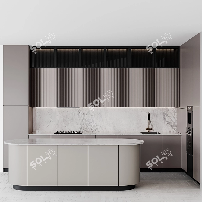 Adjustable Modern Kitchen Set 3D model image 1