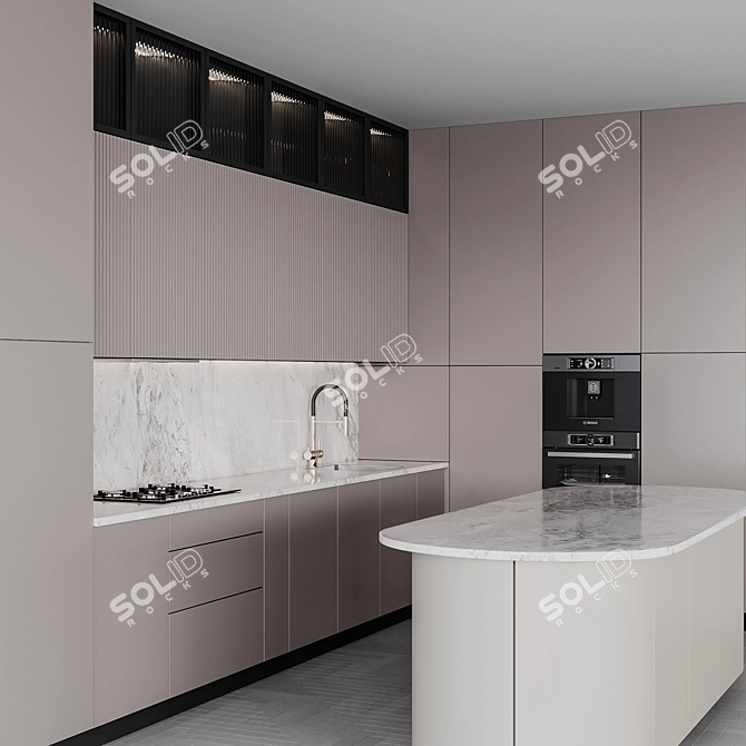Adjustable Modern Kitchen Set 3D model image 2