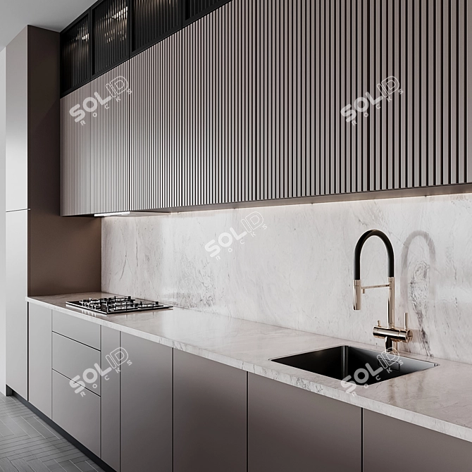 Adjustable Modern Kitchen Set 3D model image 3
