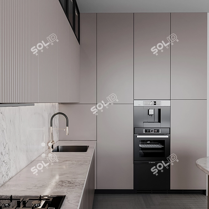 Adjustable Modern Kitchen Set 3D model image 4