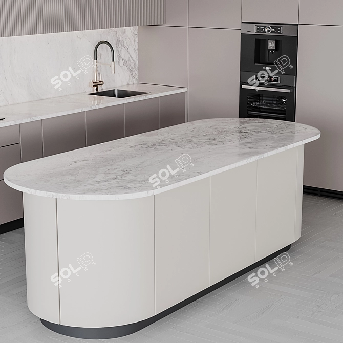 Adjustable Modern Kitchen Set 3D model image 5