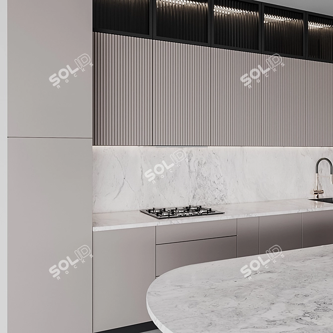 Adjustable Modern Kitchen Set 3D model image 6