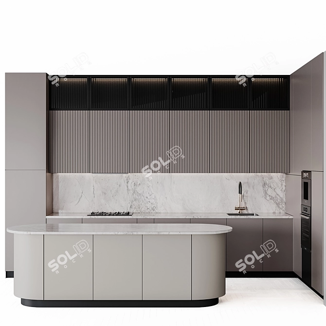 Adjustable Modern Kitchen Set 3D model image 8
