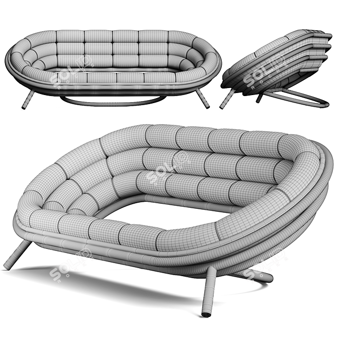 Modern Designer Riluc Sofa Suite 3D model image 4