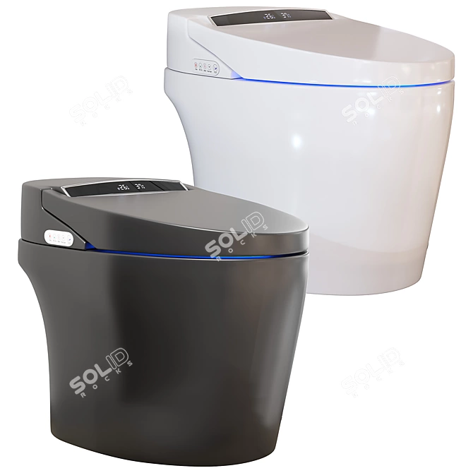 Sleek Black Smart Bidet Toilet 3D model image 1