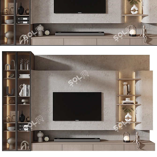 Modern TV Wall Shelf Design 3D model image 1