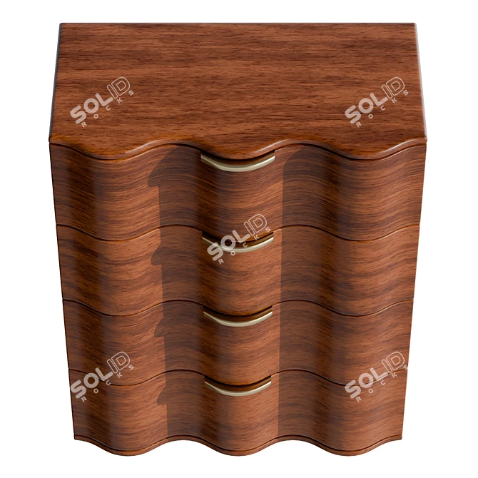 Modern 4-Drawer Dresser, Real Size 3D model image 3