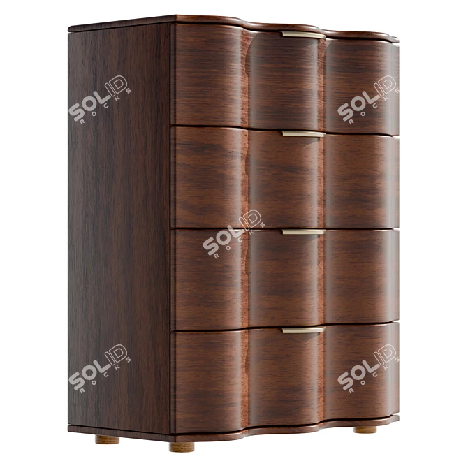 Modern 4-Drawer Dresser, Real Size 3D model image 4