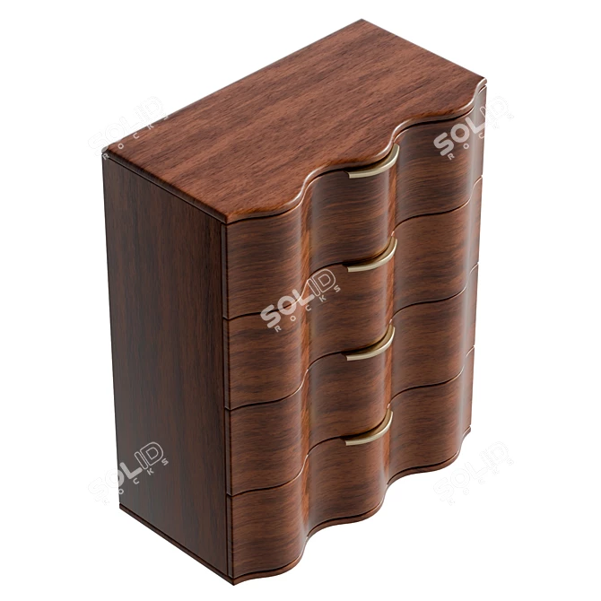 Modern 4-Drawer Dresser, Real Size 3D model image 5