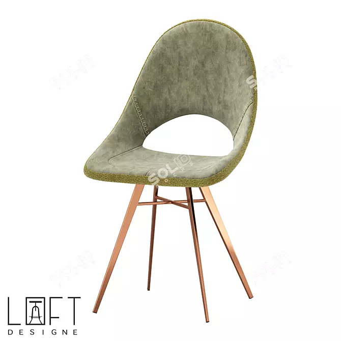 Industrial Style Metal Dining Chair 3D model image 1