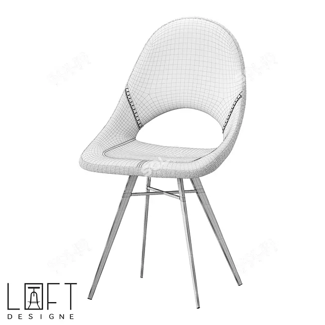 Industrial Style Metal Dining Chair 3D model image 2