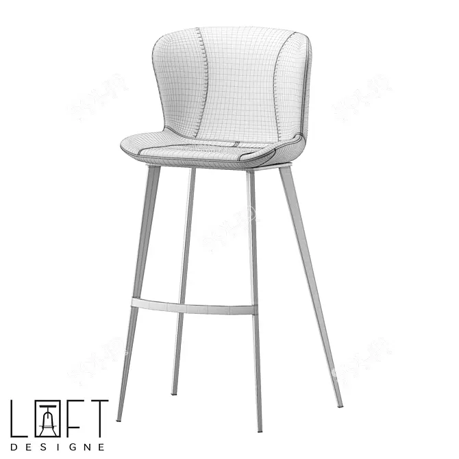 Industrial Metal Bar Stool 30524 Model 3D model image 2