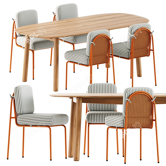 Seaside Chic Dining Set 3D model image 1