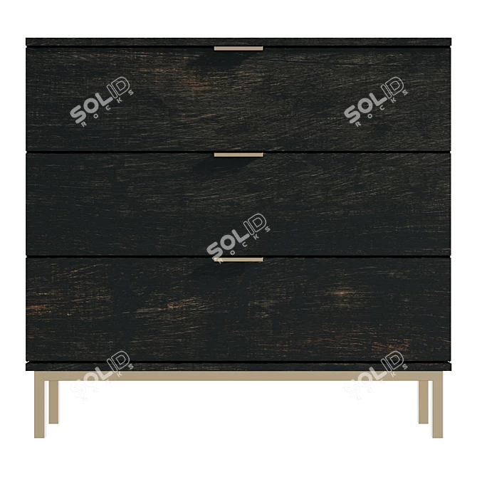 UV-Textured 3-Drawer Dresser Model 3D model image 2