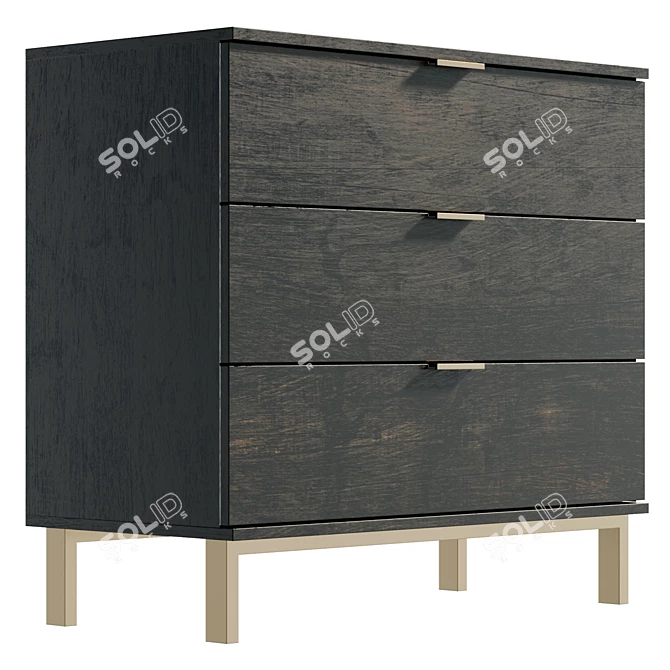 UV-Textured 3-Drawer Dresser Model 3D model image 4