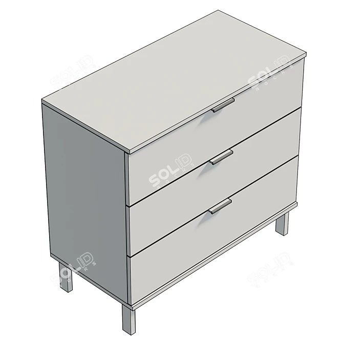 UV-Textured 3-Drawer Dresser Model 3D model image 6