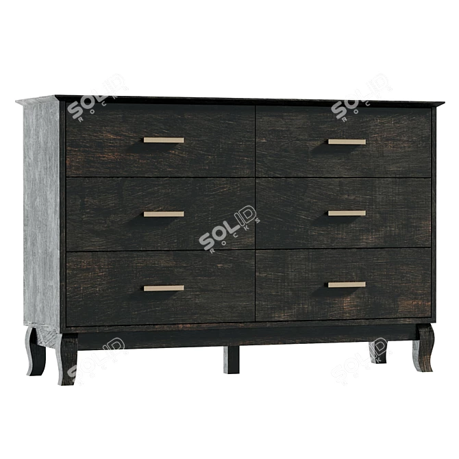 Ingvar 6-Drawer Dresser with UV-Textured Finish 3D model image 1