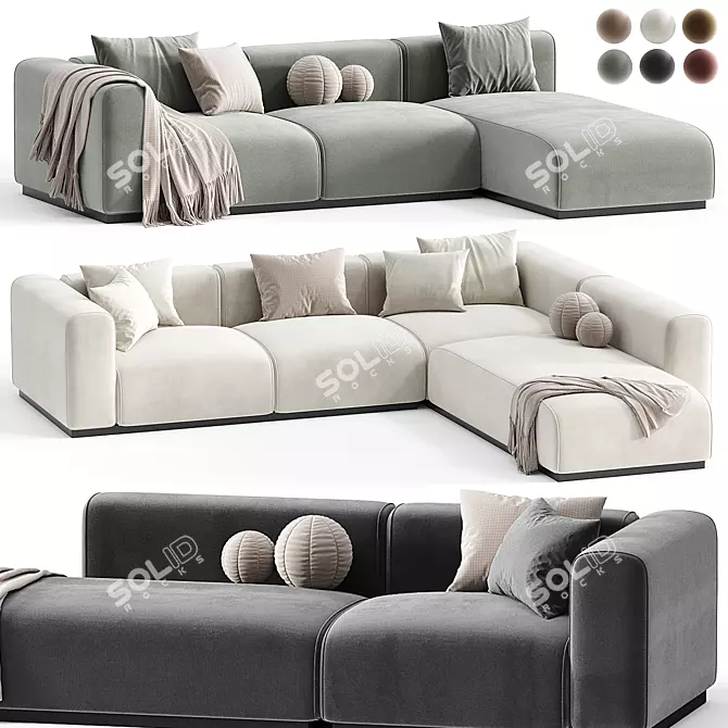 Braid Mahy Sectional Sofa Finely-Crafted 3D model image 1