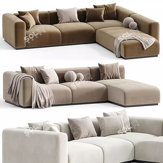 Braid Mahy Sectional Sofa Finely-Crafted 3D model image 2