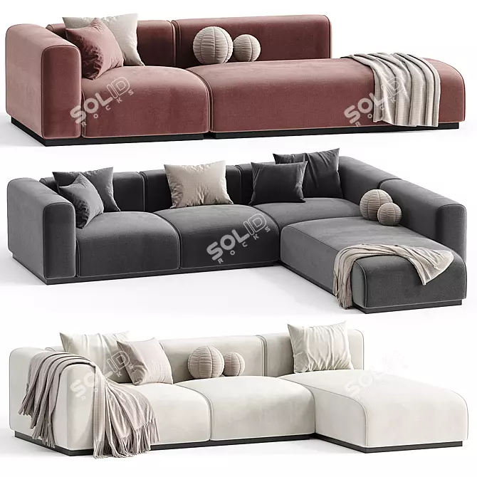 Braid Mahy Sectional Sofa Finely-Crafted 3D model image 3