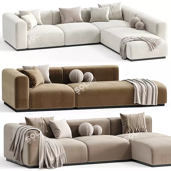 Braid Mahy Sectional Sofa Finely-Crafted 3D model image 4