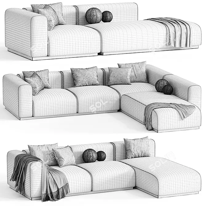 Braid Mahy Sectional Sofa Finely-Crafted 3D model image 5