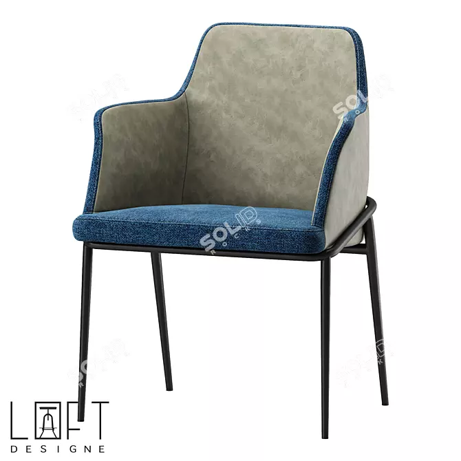 Modern Metal and Leather Chair 3D model image 1