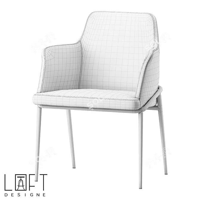 Modern Metal and Leather Chair 3D model image 2